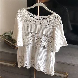 Beautiful crocheted shirt in cream
